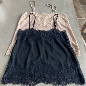 Storia Black and Beige Lace Camisoles